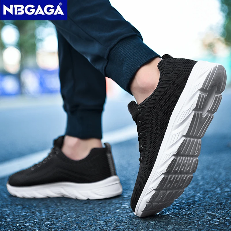 Lightweight Men Casual Sport Shoes Summer Breathable Walking Knit Shoe Anti-slip Men\'s Flats Outdoor Athletic Running Shoes