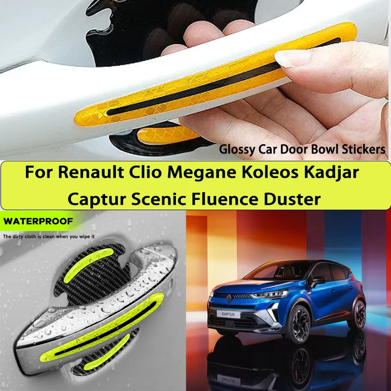 Reflective Car Stickers Car Door Handle For Renault Clio Megane Koleos Kadjar Captur Scenic Fluence Duster