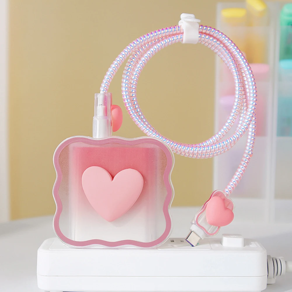 Cherry Blossom Charging Head Protector Case for iPhone 17 16 15 14 13 12 11 18W 20W Cable Sleeve Cover