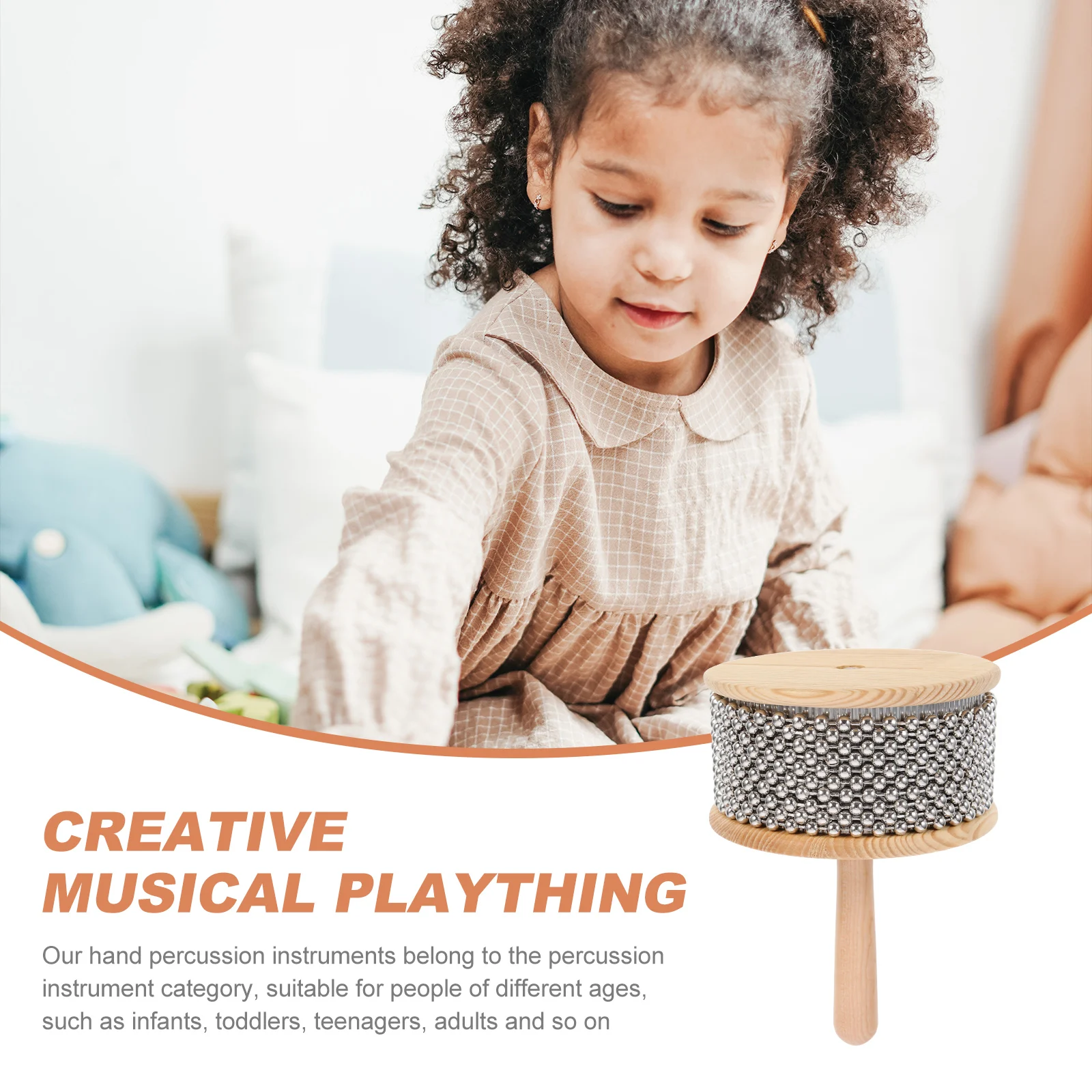 

Metal Cabasa Wood H Shaking Sound Child Educational Plaything Durable Instrument Toy Metal Cabasa Practical