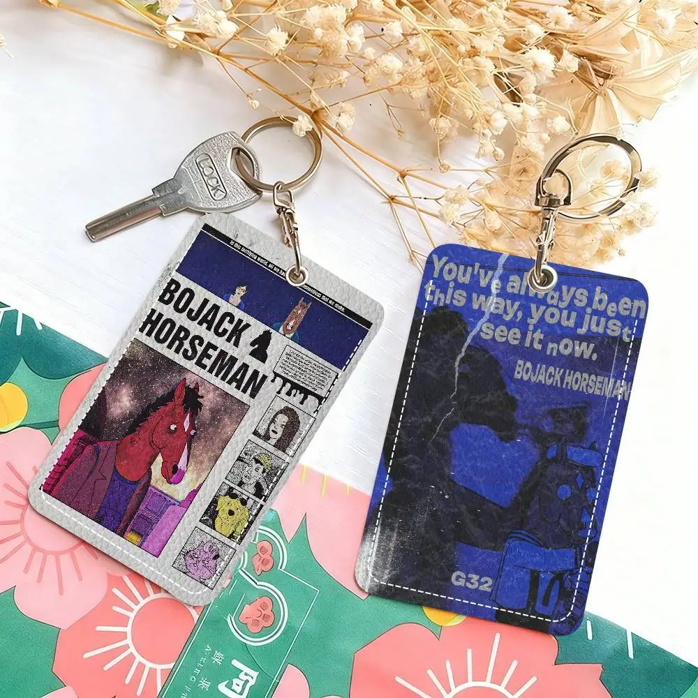 

Классический аниме B-BoJack Art Horseman, современный кожаный чехол для карт с брелоком, надежный держатель для карточек автобуса и метро