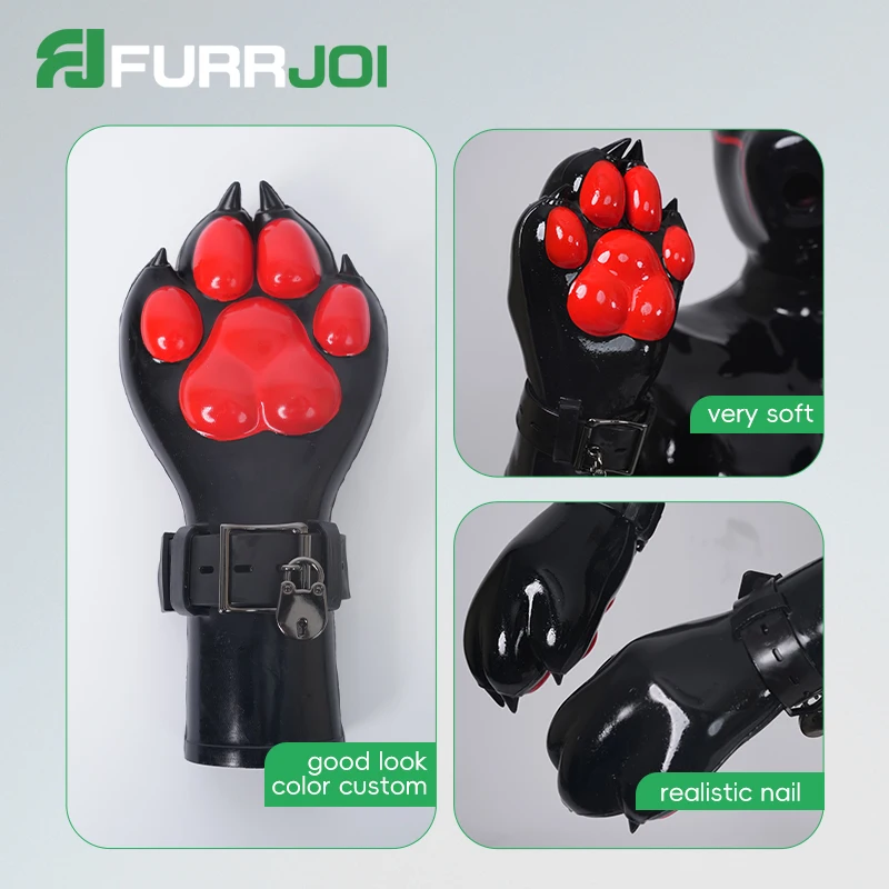 Furrjoi سيليكون قبضة قفازات الكلب مخلب فروي الوثن تأثيري اللون مخصص المتاحة جرو اللعب هالوين ملابس تنكرية للحفلات