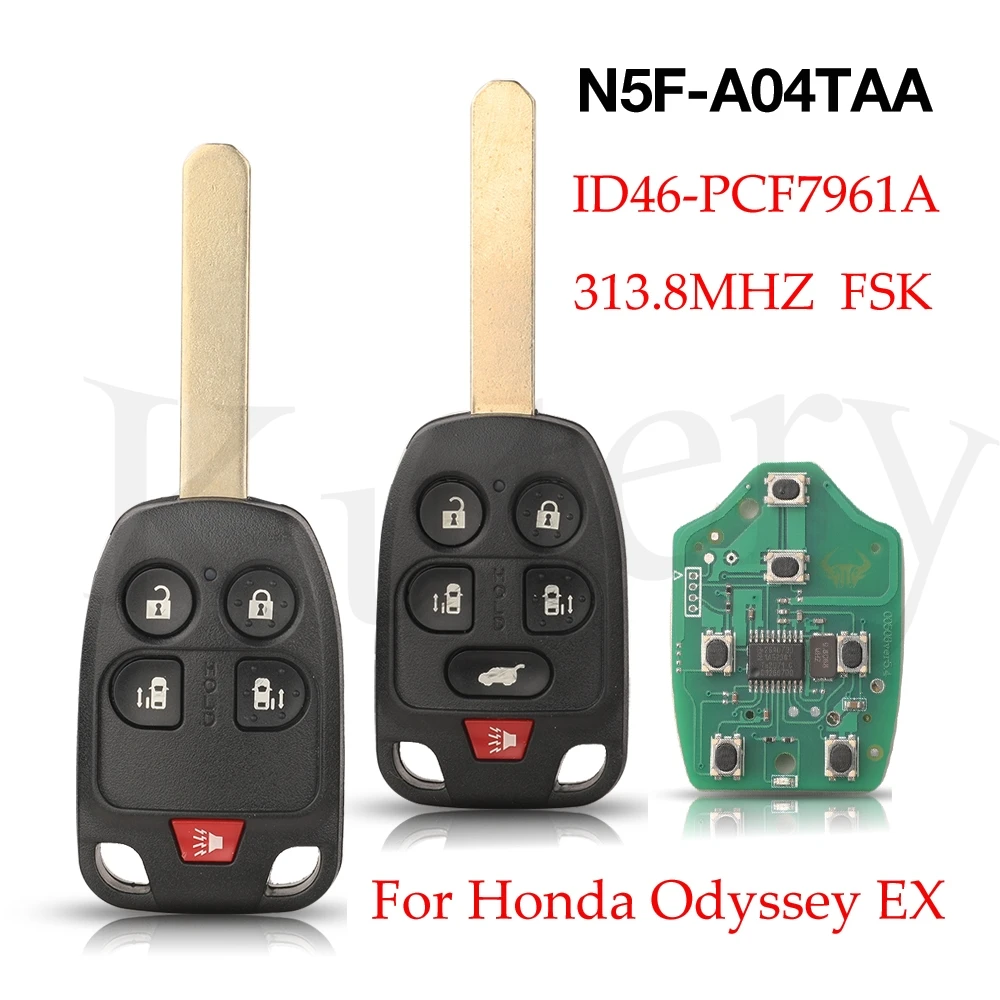 jingyuqin 5/6 Button N5F-A04TAA 313.8Mhz ID46 Chip Auto Keys Control Remote Car Key For Honda Odyssey EX 2011- 2014