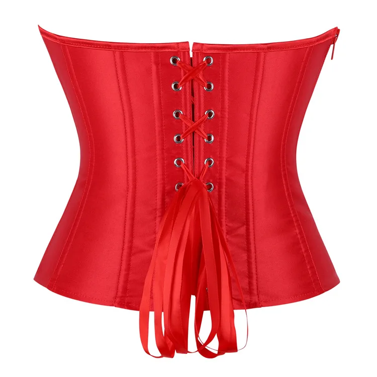 

Сексуальный женский красный корсет в полоску, однотонный, элегантный, винтажный, готический бюстье с бюстгальтером, на шнуровке, на молнии, без бретелек, топ-корсет для коррекции талии