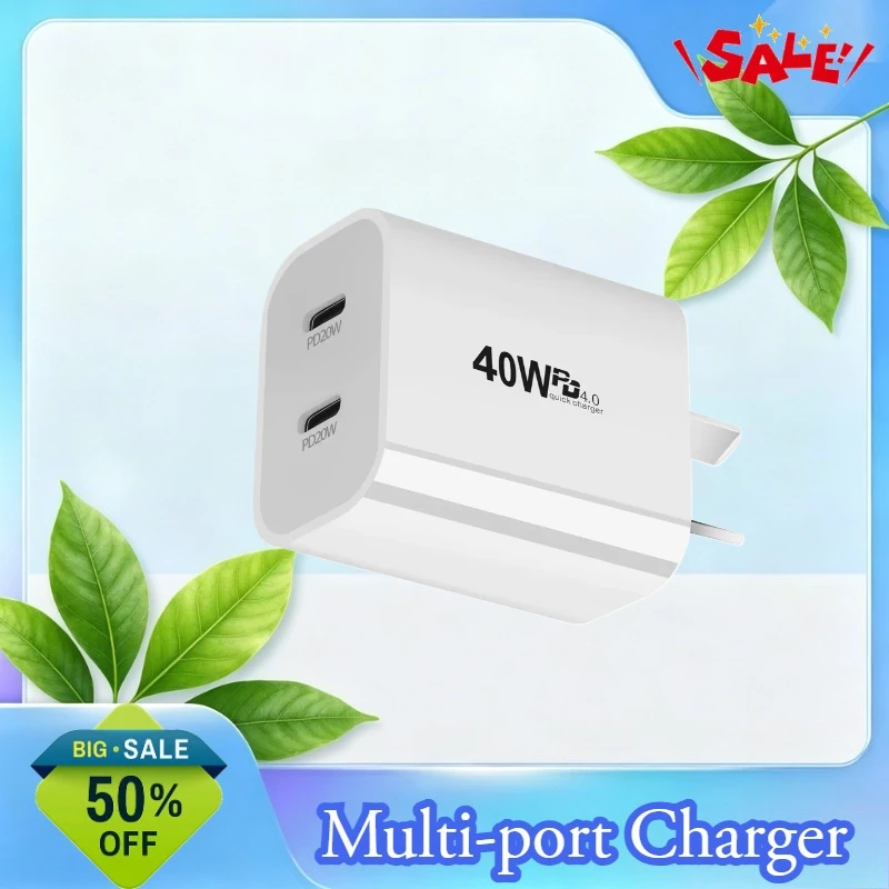 40W Dual PD Charger for Australian Standard 20W Dual USB-C Adapter for Mobile Phones