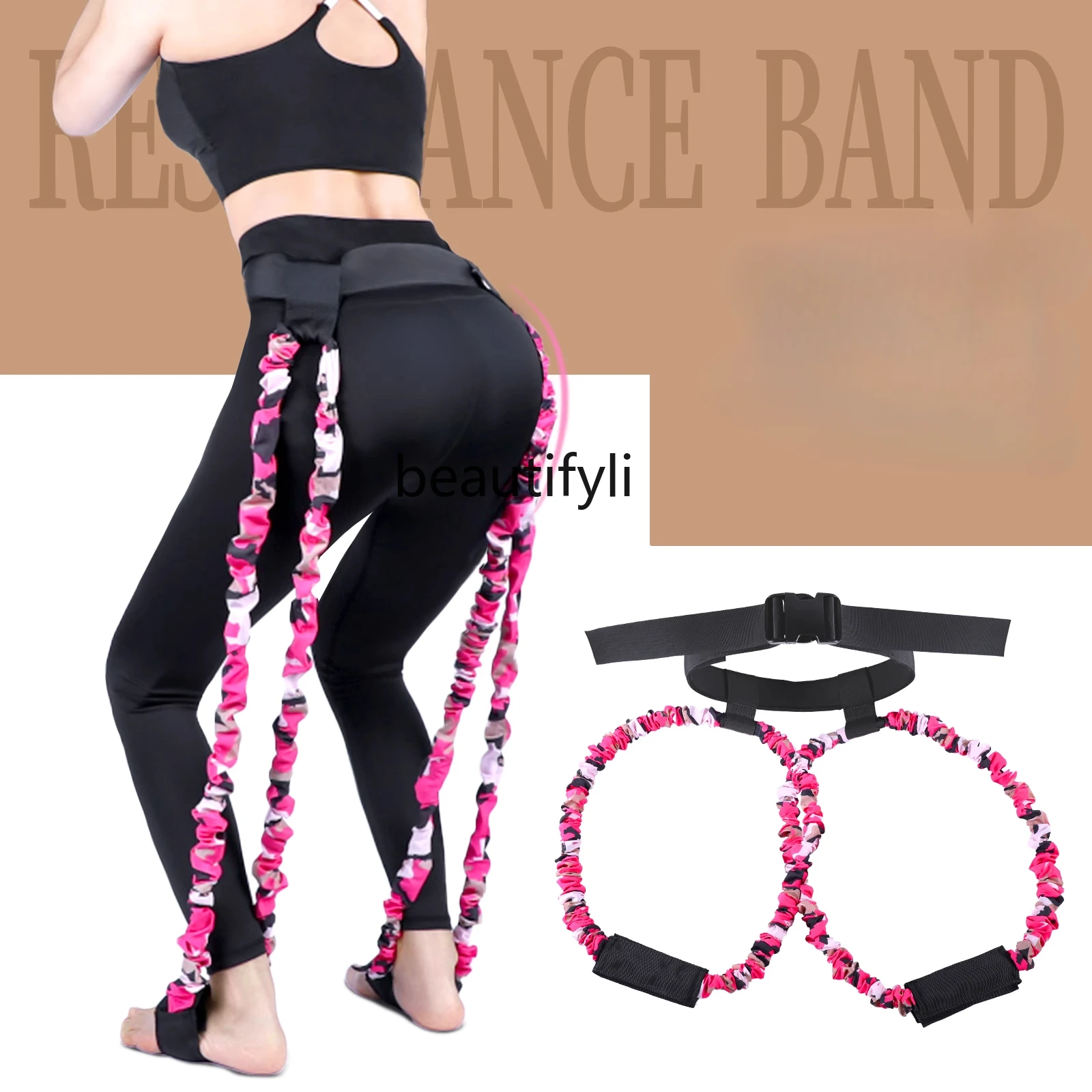 

Squat Resistance with Elastic Rope Leg Muscles Workout Buttocks Bounce Assisted High Jump Puller