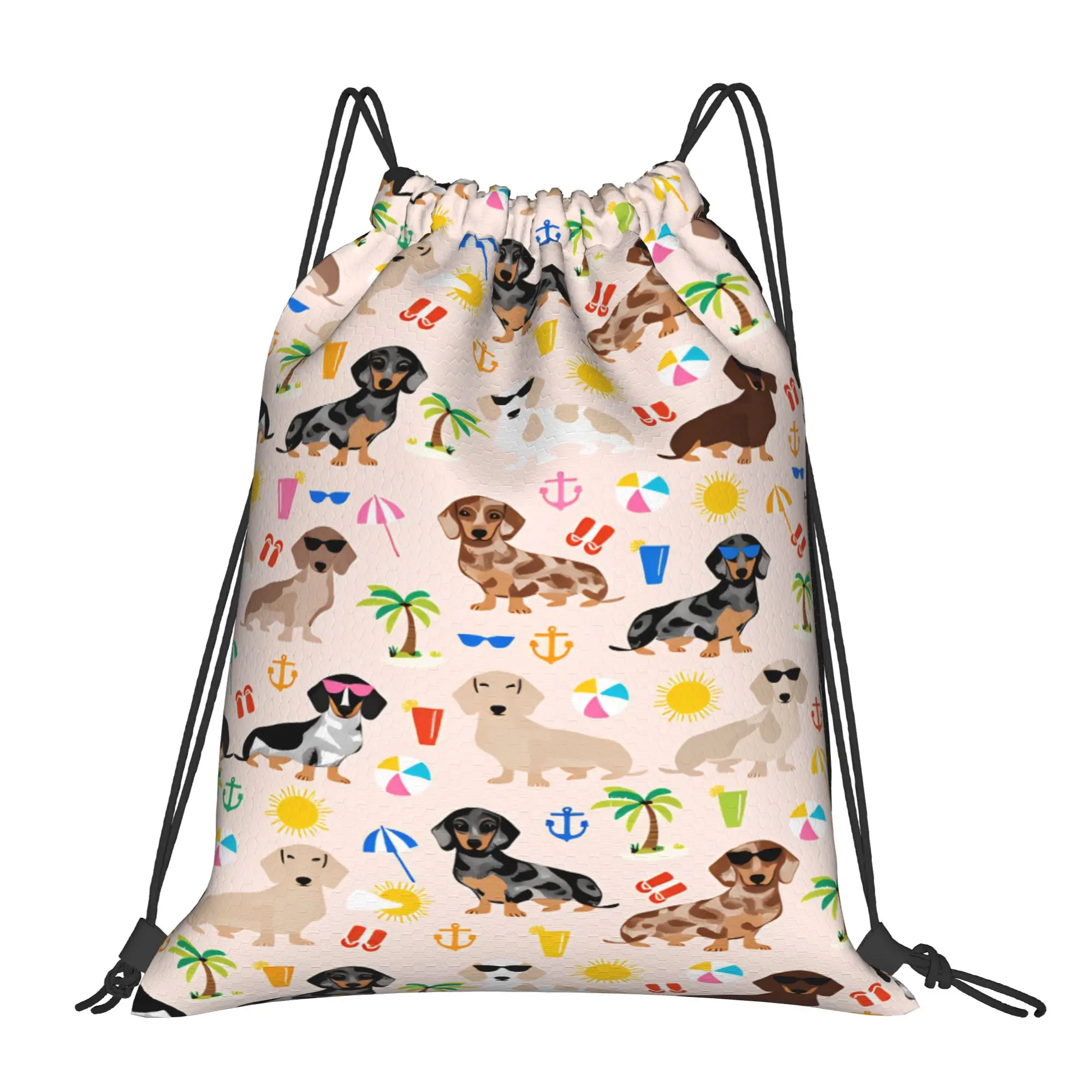 Dachshund Drawstring Bag  Sports Camping Men BackpacksWaterproof Retro Sackpack String Bags