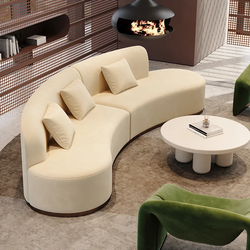 

！@Modern Luxury Curved Modular Sectional Fabric Office Sofa Set High-Density Sponge Commercial Use Hotel Reception Living Room