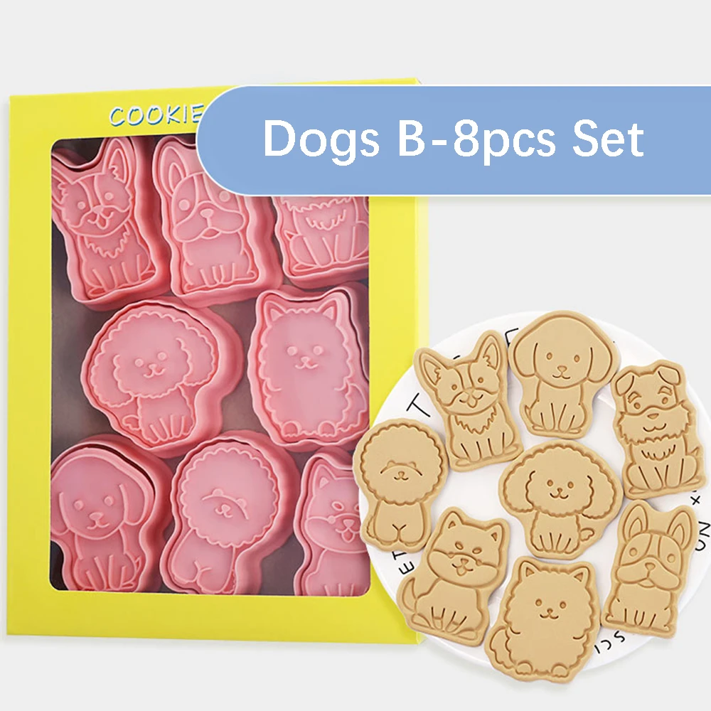 8Pcs Dschungel Safari Cookie Cutter Keks Backform Dinosaurier Hund Katze Bär Foreset Tiere Backen Cookie Werkzeug Kind Geburtstag party – Detail 7