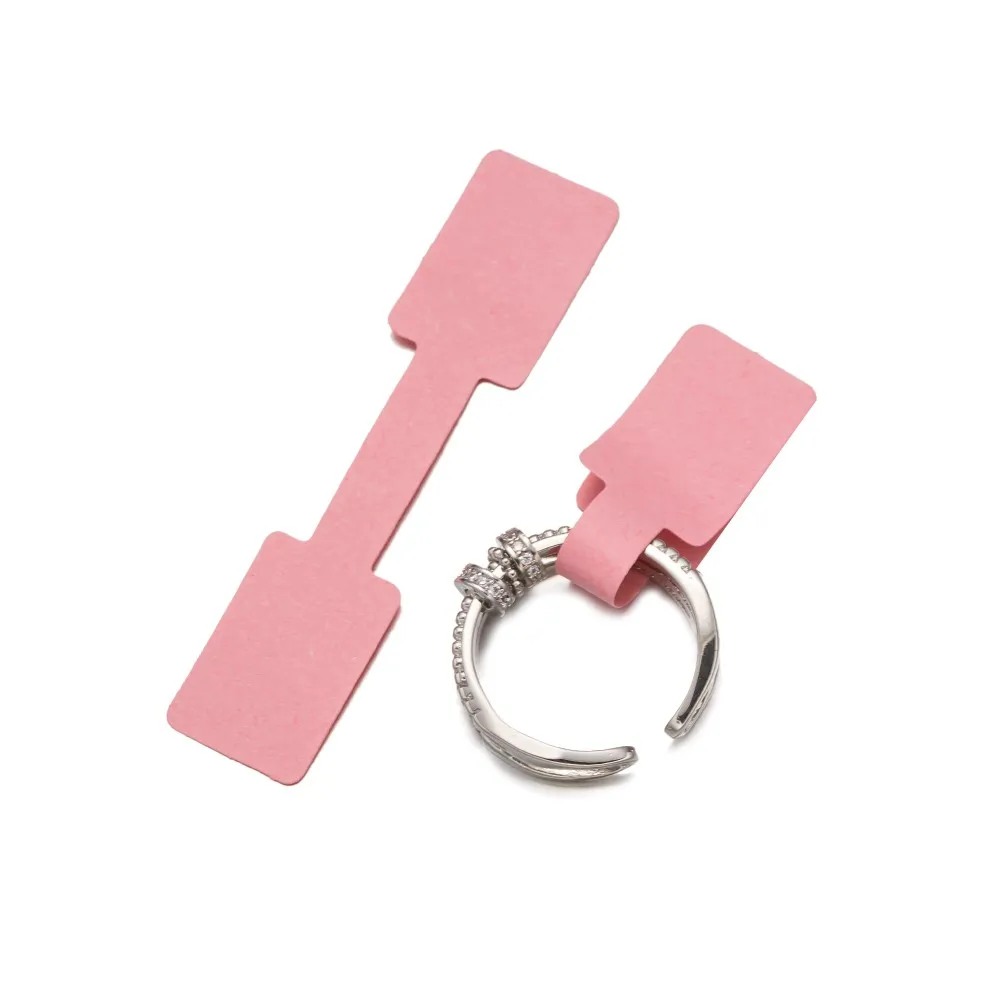 100Pcs 1.2x6cm Rectangle Pink Hanging Label Foldable Tags Self Adhesive Barbell Sticker For Jewelry Bracelet Necklace Display