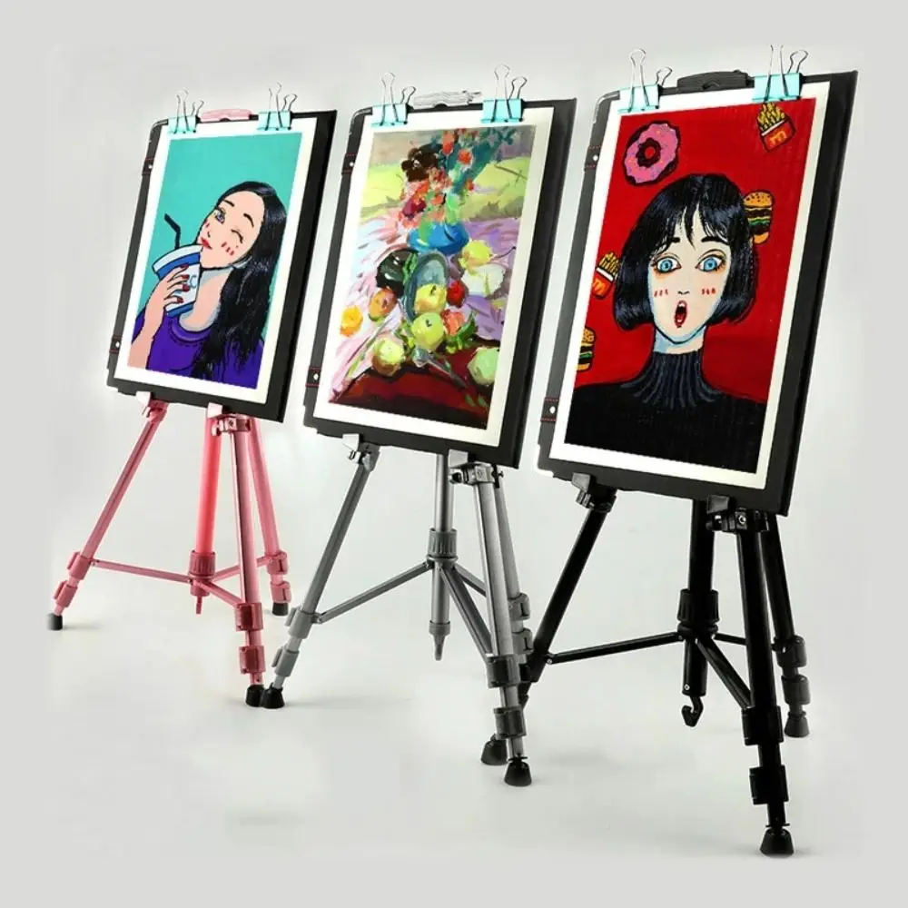 

Painting & Sketch Colored Aluminium Easel Adjustable Durable Tripod Display Shelf Telescopic Height Painting Easel Shelf Outdoor