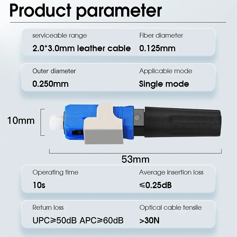 COMPTYCO  FTTH SC APC FTTH pre-bur fiber optic quick connector SC APC FTTH Fiber Optic Fast Connector SC Connector