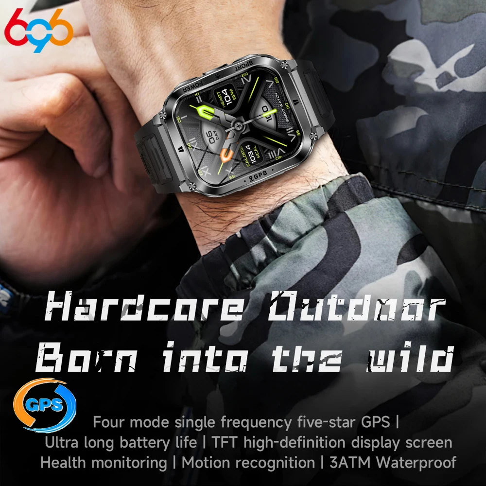 

Новые умные часы для спорта и фитнеса с GPS на открытом воздухе, 3 атм, водонепроницаемые, 1,83 дюйма, светодиодный фонарик с синим зубом, умные часы с пульсометром и здоровьем