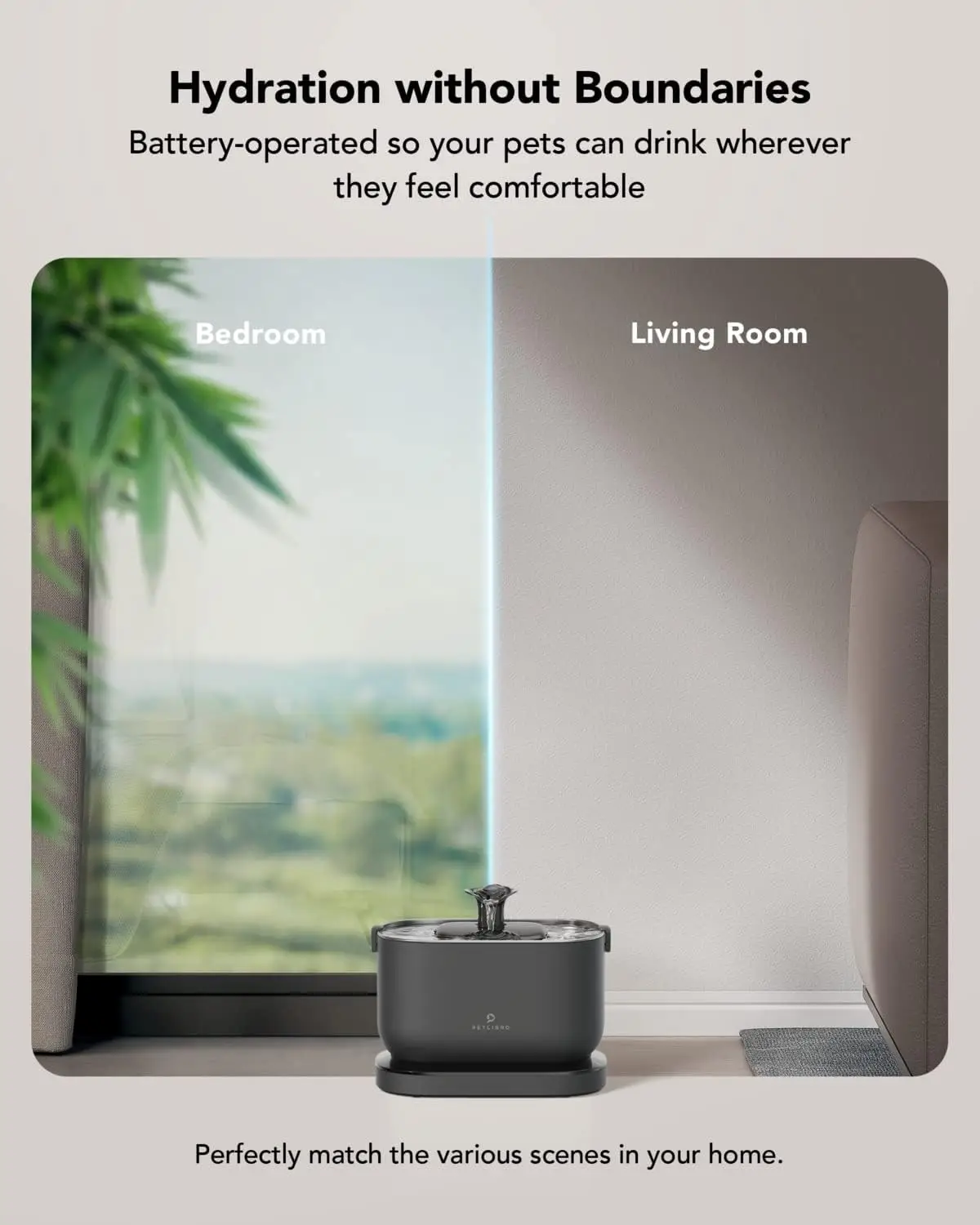 Фонтан для кошек, Беспроводной фонтан для воды для домашних животных на батарейках, Фонтаны для воды с док-станцией 2,5 л/84 унций для кошек в помещении,