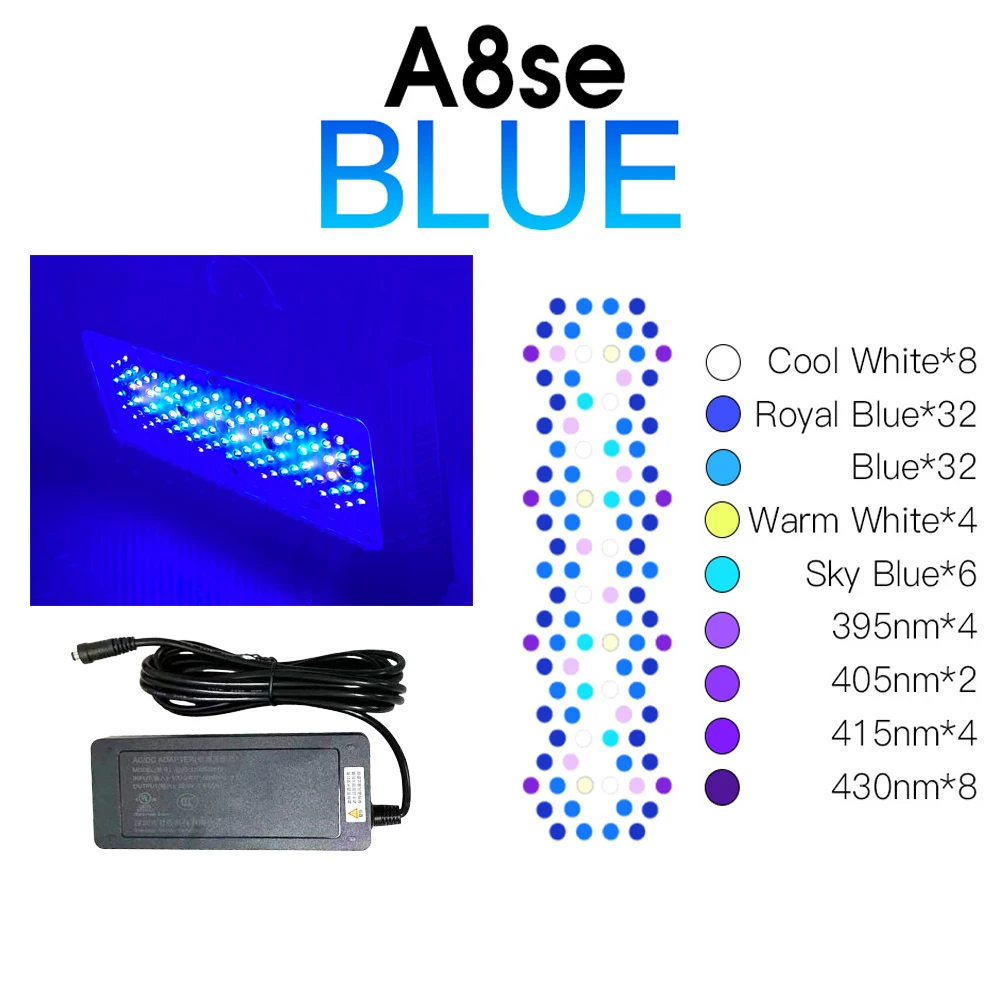 240W A8se II Max Blue Marine Aquarium Reef LED Light 8 Channels WiFi APP Control For 3ft 4ft 5ft Coral Reef Aquarium image 3