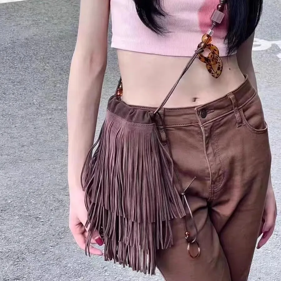 

Очень длинная богемная сумка с бахромой и кисточками, женские сумки через плечо, женские сумки, сумка из искусственной замши, цыганская сумка в стиле бохо