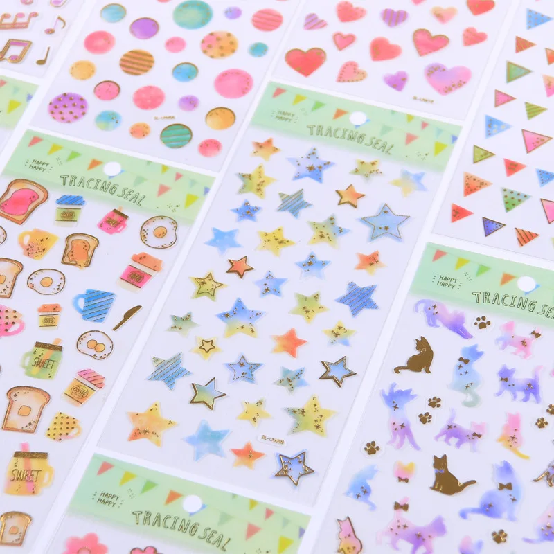 Star Universe Cat Love Flower Music Bread Gilding Decorative Stationery Stickers Scrapbooking DIY Diary Album Stick Label