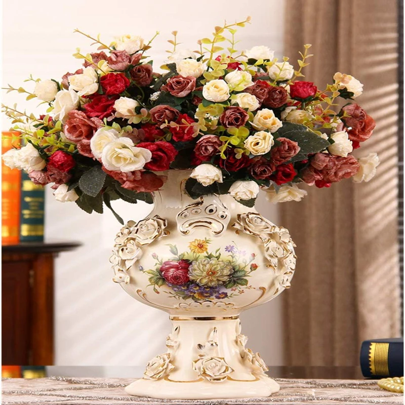 1/3PCS Künstliche Blumen Seide Rosen Vase Weihnachten Kranz Hochzeit Bouquet Hause Raum Anordnung Neue Jahr der Dekoration sammelalbum