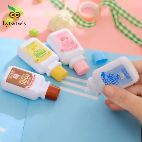Bilashmart Random Color Lytwtw's Cute Kawaii Cartoom Milk Bottle Correction Tape Stationery Office School Supplies