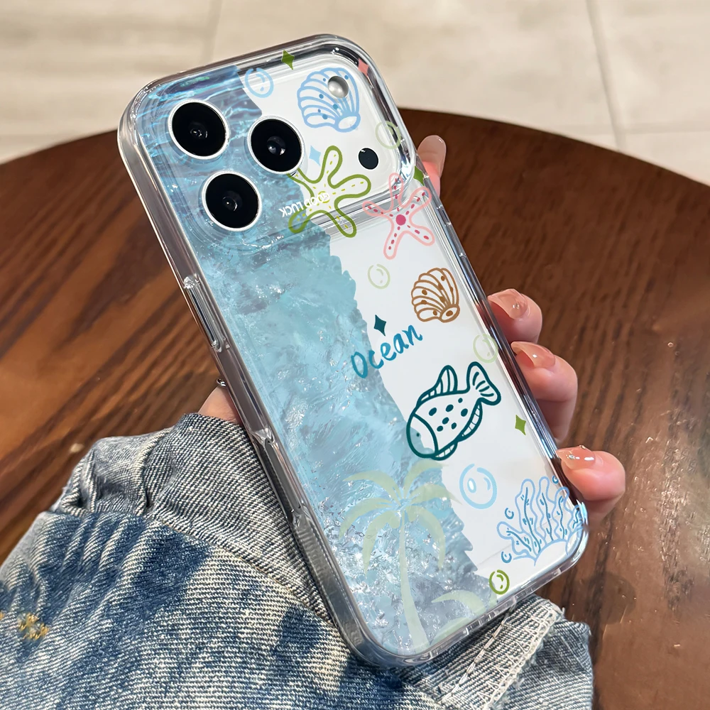 Cartoon Coral Reef & Bubbles Clear Phone Case For Xiaomi Redmi Note 14 Pro 13 12 Note 11 10 Pro+ 13C 5G 4G Soft Shockproof Cover view 5