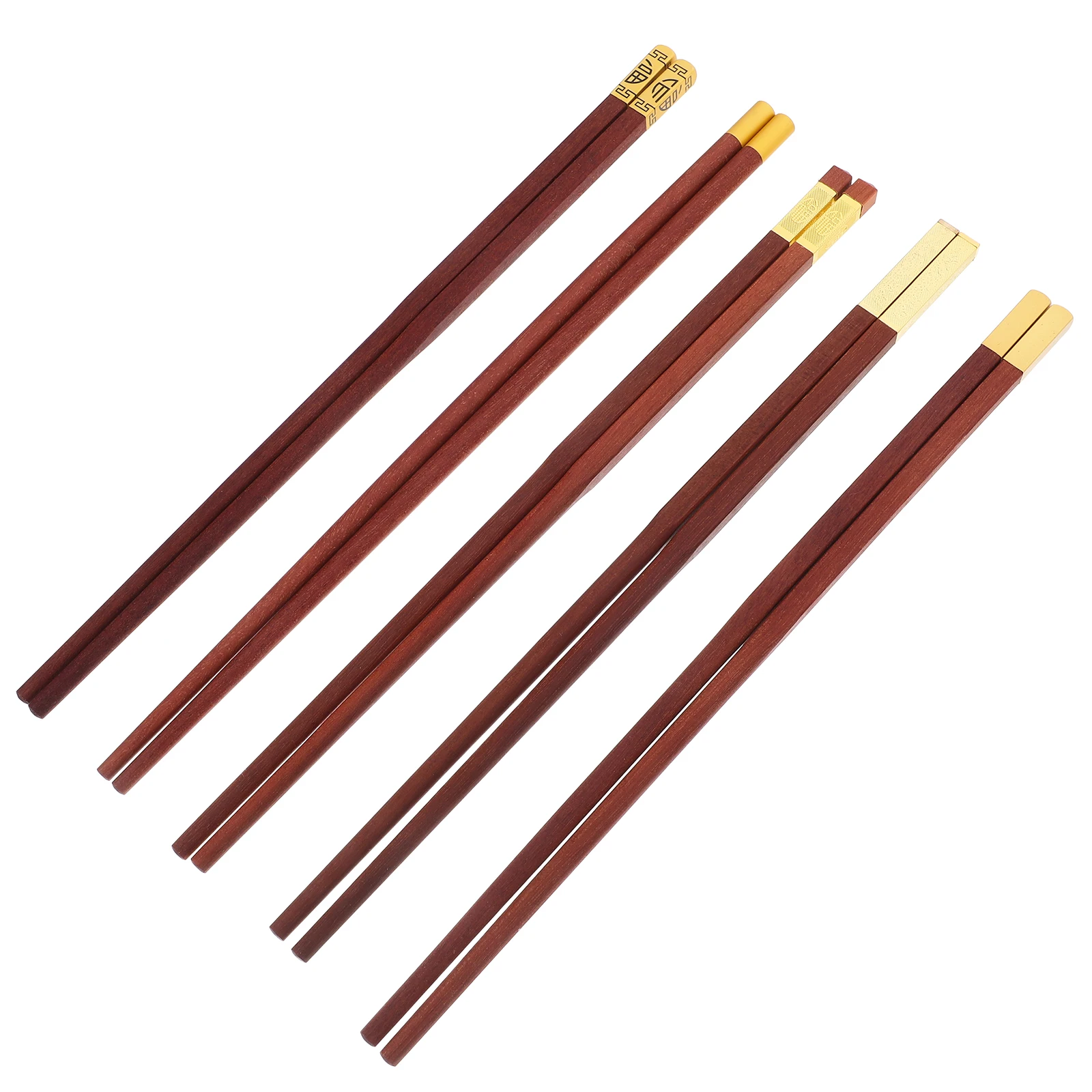

5 Pairs Red S Chopsticks H crafted Reusable Natural Wood Dinner Gift Boxed Fishtail Design Household