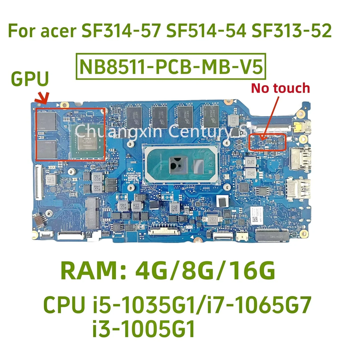 

NB8511-PCB-MB-V4/V5 motherboard for Acer Swift SF313-52 SF314-57 SF314-52 laptop with I3 I5 I7-10TH CPU V2G-GPU 8GB/16G RAM