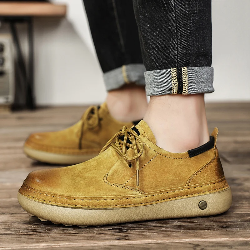 

Lace Up Shoes For Men Lightweight Casual Dress Oxfords Shoes Cow Suede Leather Outdoor Business Walking Sneakers Men