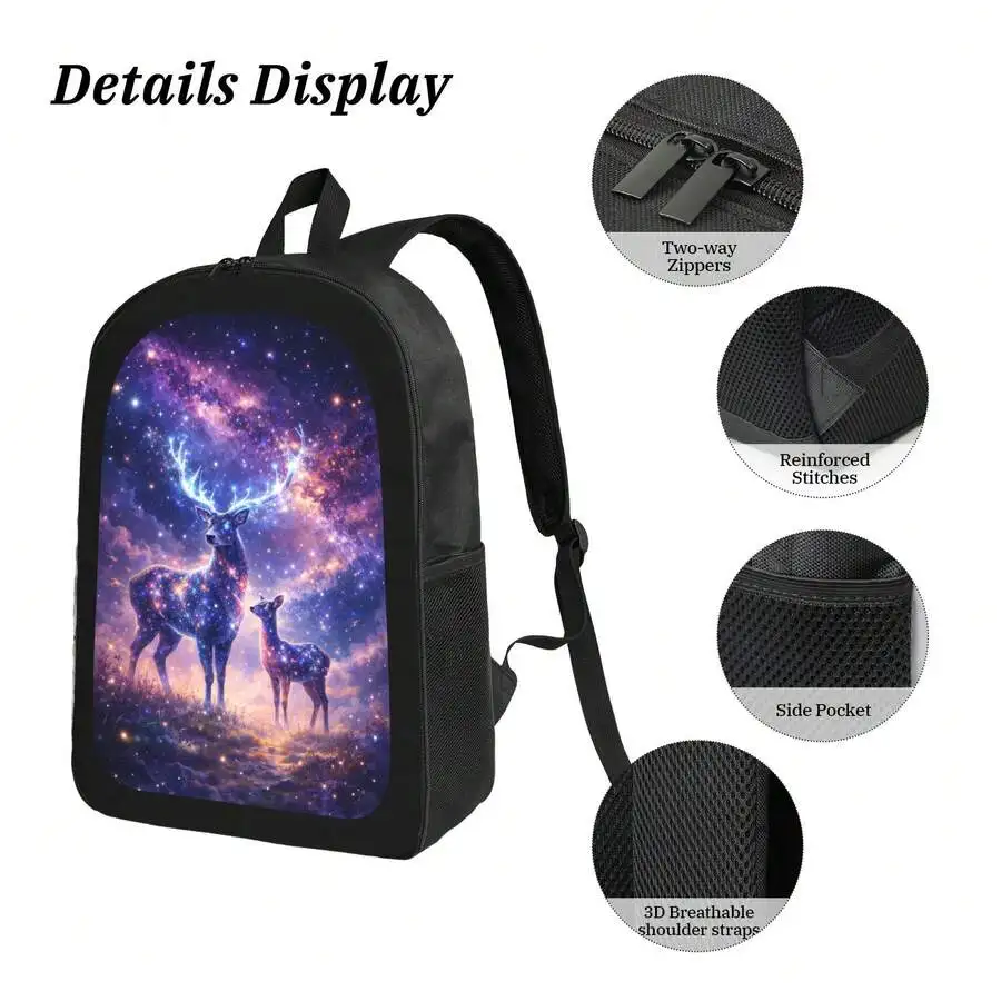 

Galaxy Deer Print Backpack Stylish Casual Lightweight Durable Daypack For Men Women