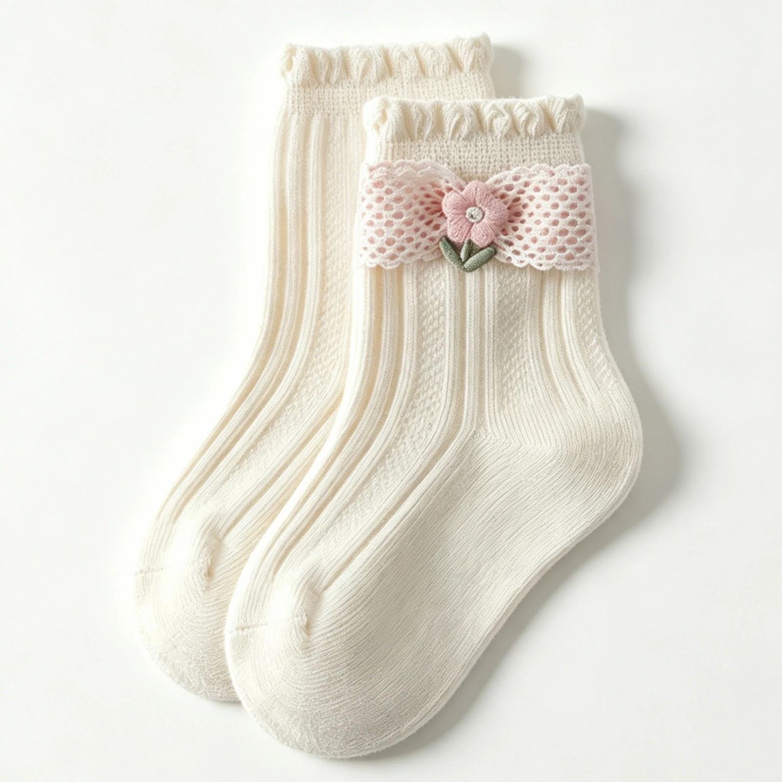 0-5Years Little Girl Socks with Bows Breathable Soft Dress Socks for Summer Spring