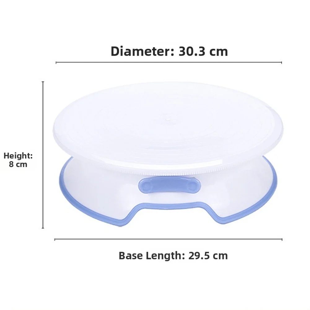 For Cake Turntable with Locking Mechanism 30.3cm Rotating Non Slip Rim White Plastic Baking Accessory for Decorators