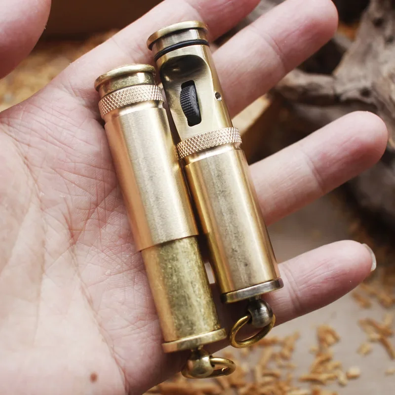 Retro Torch Lighter Wheel Flint Brass Kerosene Oil Pipe Lighter Cigarette Gasoline Windproof Gadget Men