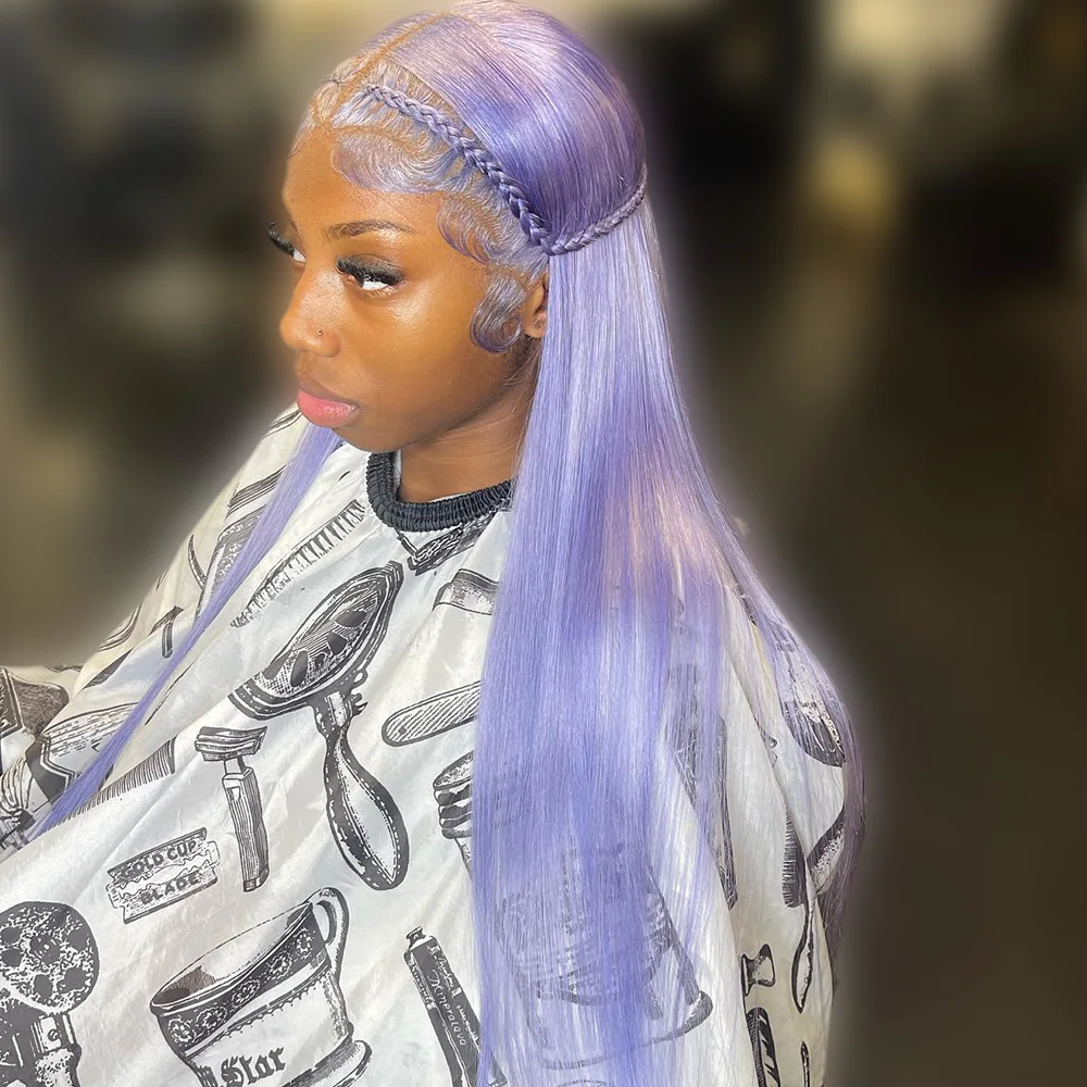 

13x6 13x4 Transparent Lace Front Human Hair Wig For Women Light Purple Pre Plucked Blonde Colored Bone Straight Lace Frontal Wig