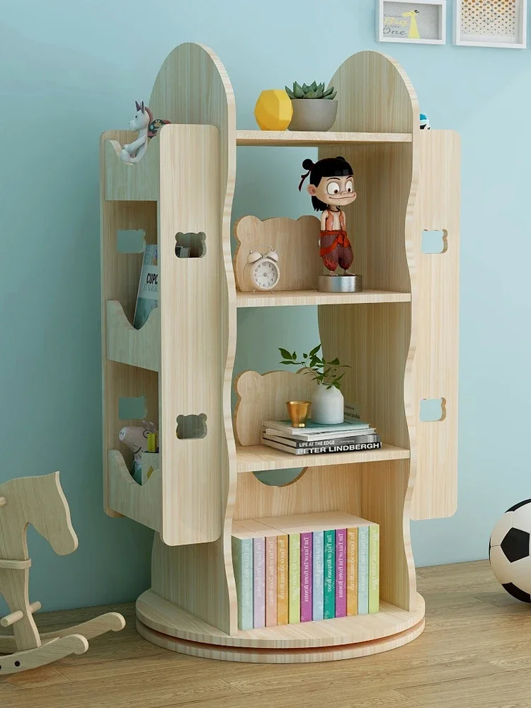 Baran solid wood children's rotating bookshelf floor-to-ceiling student picture book rack simple multi-layer living