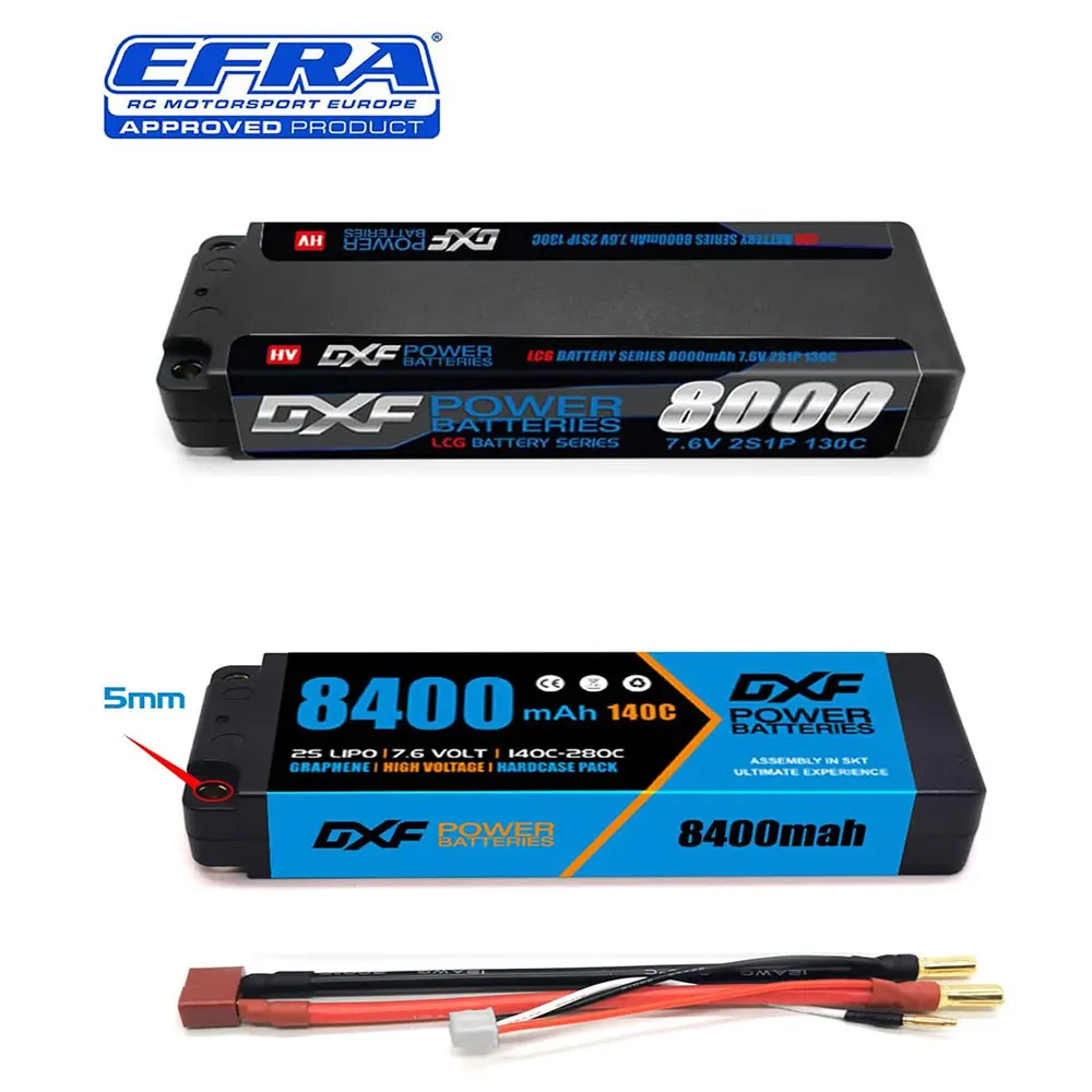 

2PCS DXF Battery 2S 3S 4S lipo 7.4V 11.1V 14.8V 8000mAh 110C 5mm HardCase For Car Helicopter Quadcopter Truck Boat