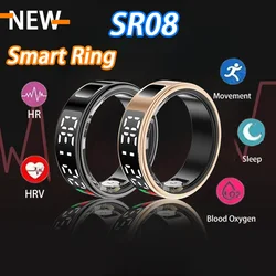 SR08 Smart Ring Men Women LED Display Screen Heart Rate Blood Oxygen Monitoring Multi Sports Modes IP68 5ATM Waterproof 2025 New