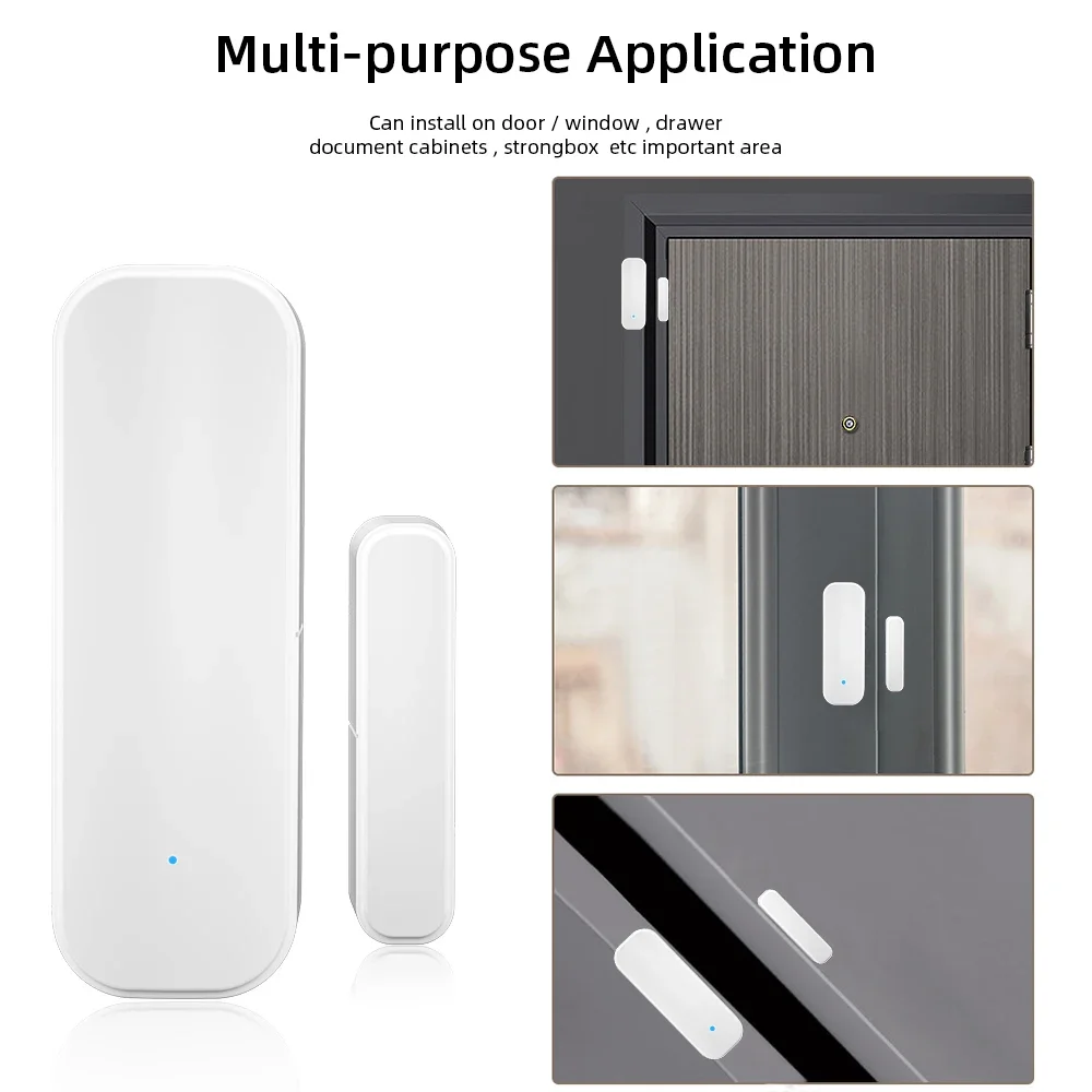 Tuya Wifi Pintu Sensor Magnetik Jendela Pintu Masuk Keamanan Alarm Anti Maling Kehidupan Cerdas Alexa Google Home