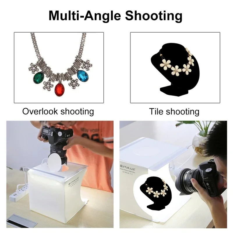 Mini Pieghevole Photography Studio Soft Box Lightbox Softbox Sfondo di Kit Photo Studio Light box 2 Pannelli A LED per la Macchina Fotografica DSLR