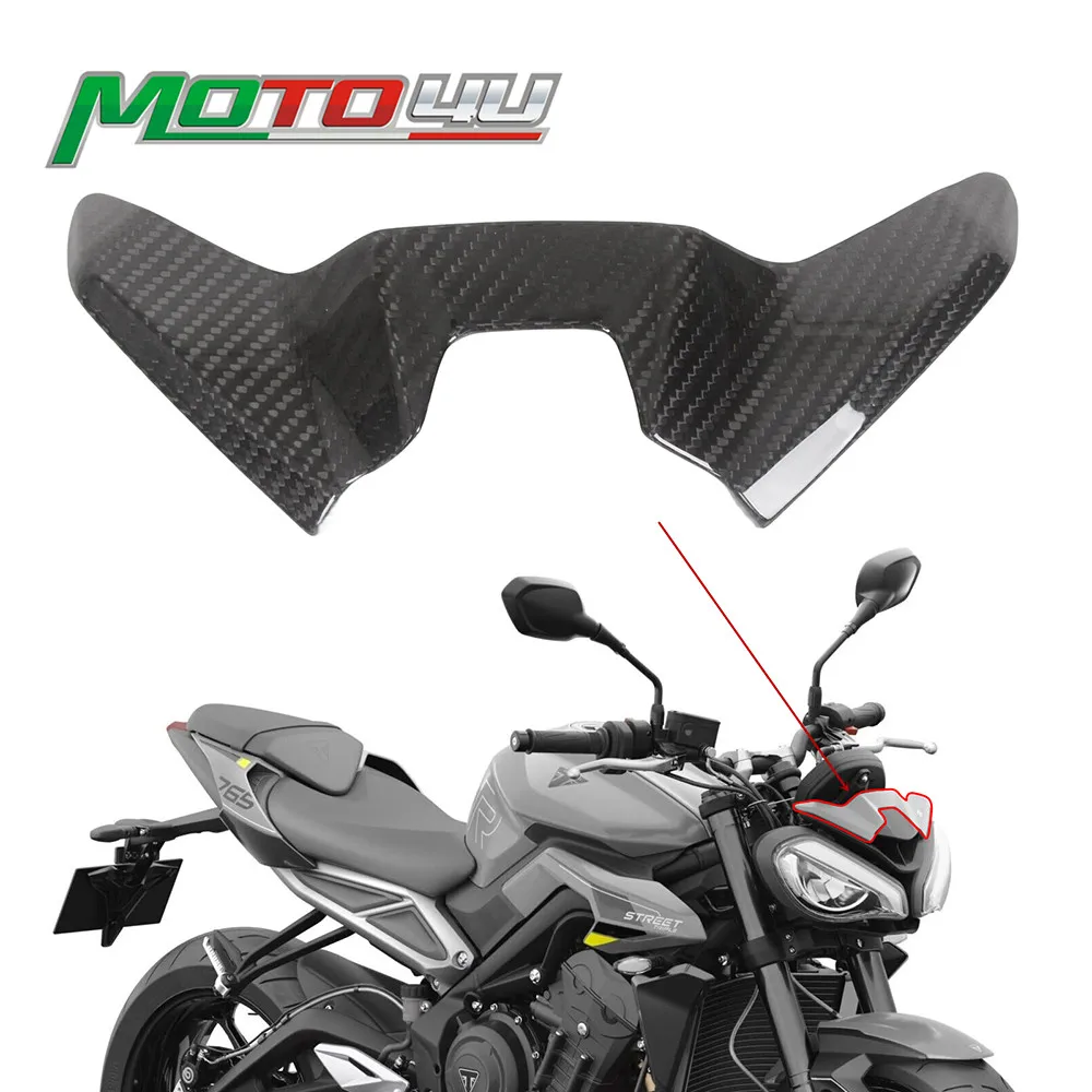 MOTO4U For Triumph Street Triple RS Guide 2023 2024 2025 100% Carbon Fiber Front Fairing Upper Fairing Motorcycle Modification