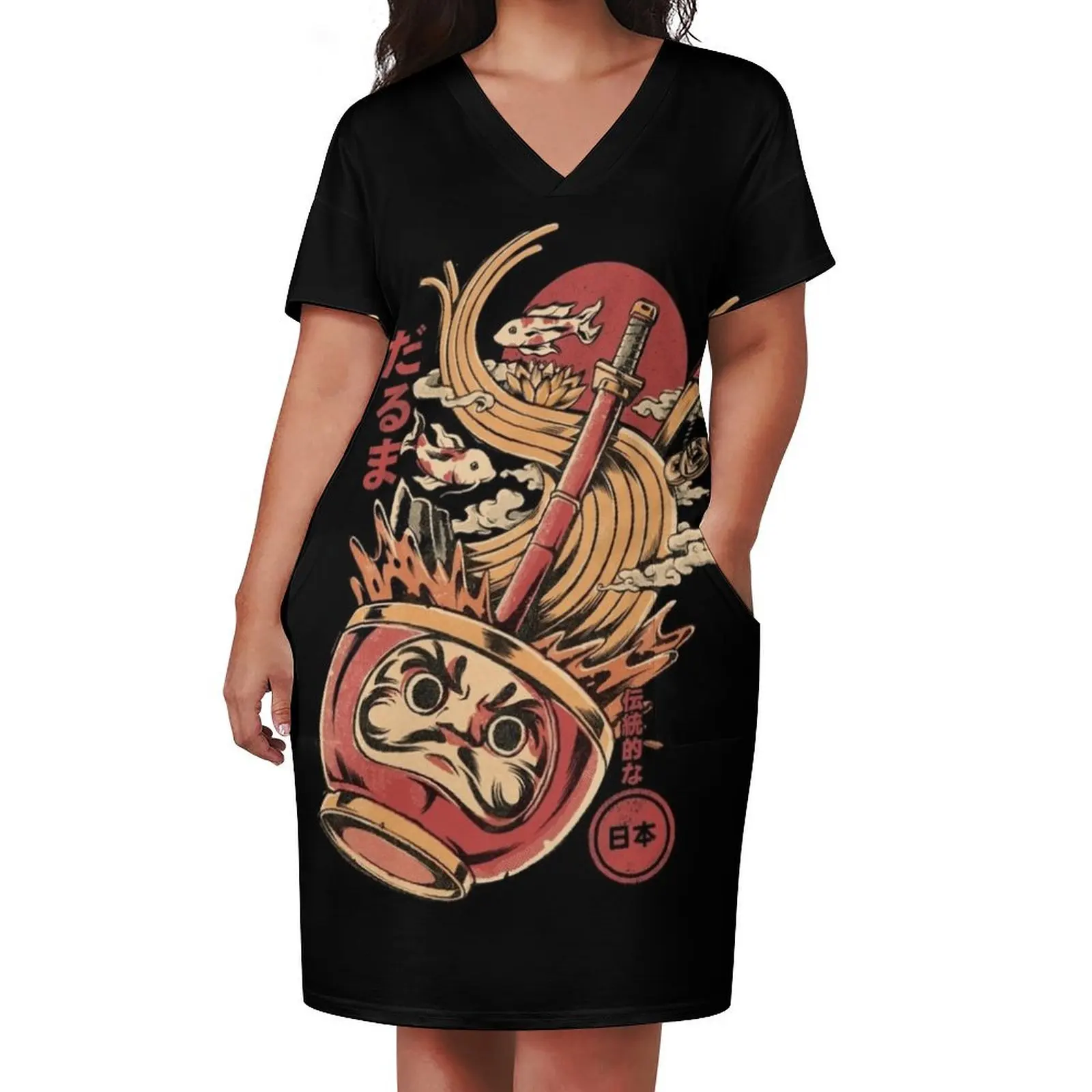 Daruma's Ramen Loose Pocket Dress women's clothing trend 2025 Evening gown dress dresses women formal occasion dresses