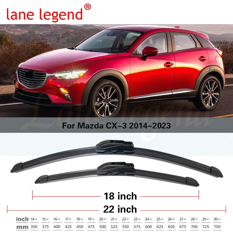 Car Wiper LHD Front & Rear Wiper Blades Set For Mazda CX-3 CX3 2014 - 2023 Windshield Windscreen Window Brushes 22\