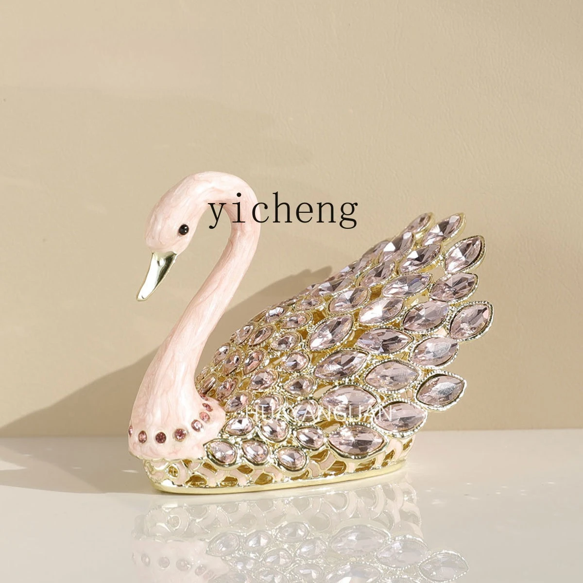 

LSL European Style Alloy Full Diamond Swan Jewelry Box Ornament Dressing Table Decoration