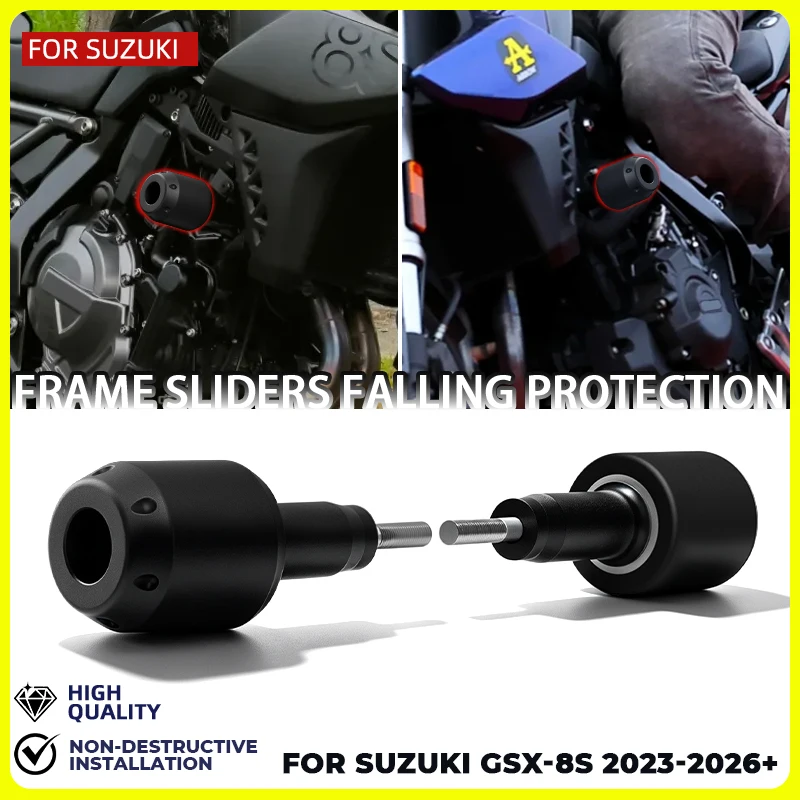 GSX8S 2026 Motorcycle Accessories Crash Mushrooms For SUZUKI GSX-8S 2023-2025+ New Frame Slider Crash Protector