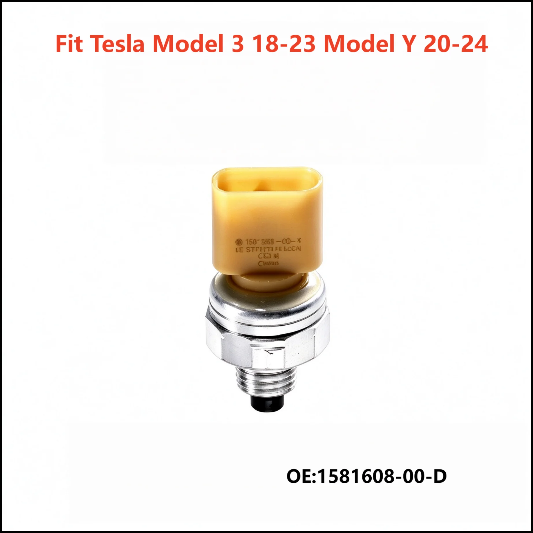 Auto Air Conditioning Pressure Sensor Switch OE#1581608-00-D Yellow Socket AC Sensor Fit Tesla Model 3 18-23 Model Y20- 24