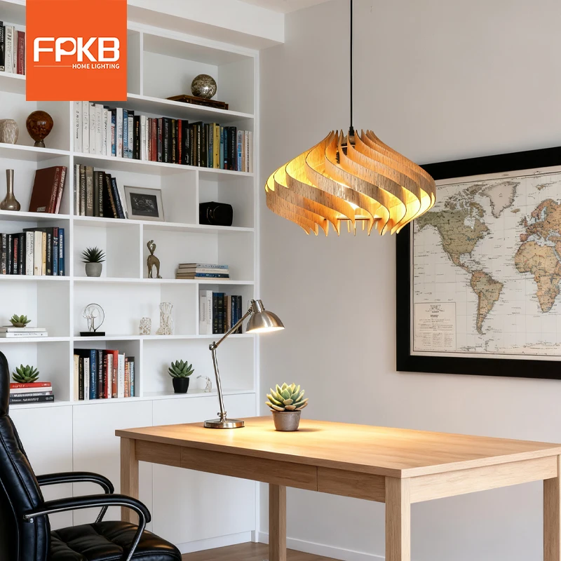 Creative eco-friendly natural chandelier for living room, retro study, bedroom, bar atmosphere decoration wooden lamp