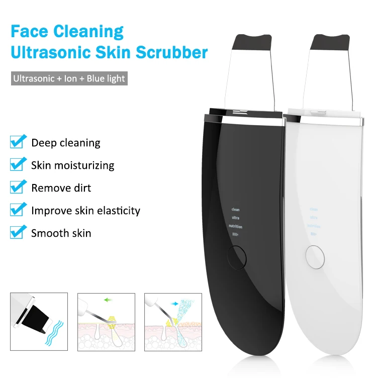 

Professional skin scrubber ultrasonic face cleansing skin peeling machine USB wireless