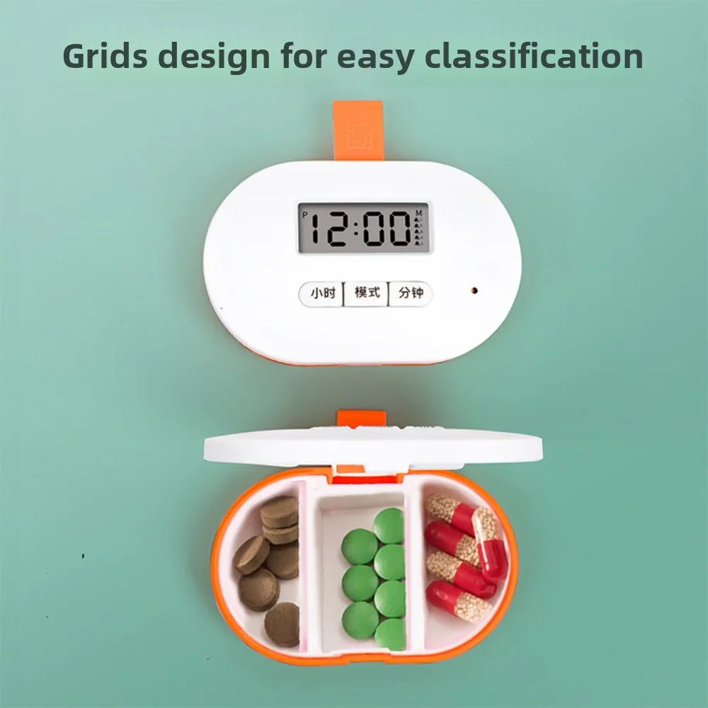 Kotak Pil Pintar Pengingat Alarm Waktu Nyaman 7 Hari Kotak Penyimpanan Dispenser Organizer Pil Bantuan Mengambil Obat Lansia