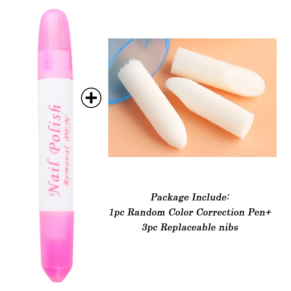 1pcs Removal Pen UV Gel Nail Polish Remover Pen Nail Art Corrector Manicure Cleaner Erase Pen +3 Tips Refillable Tools