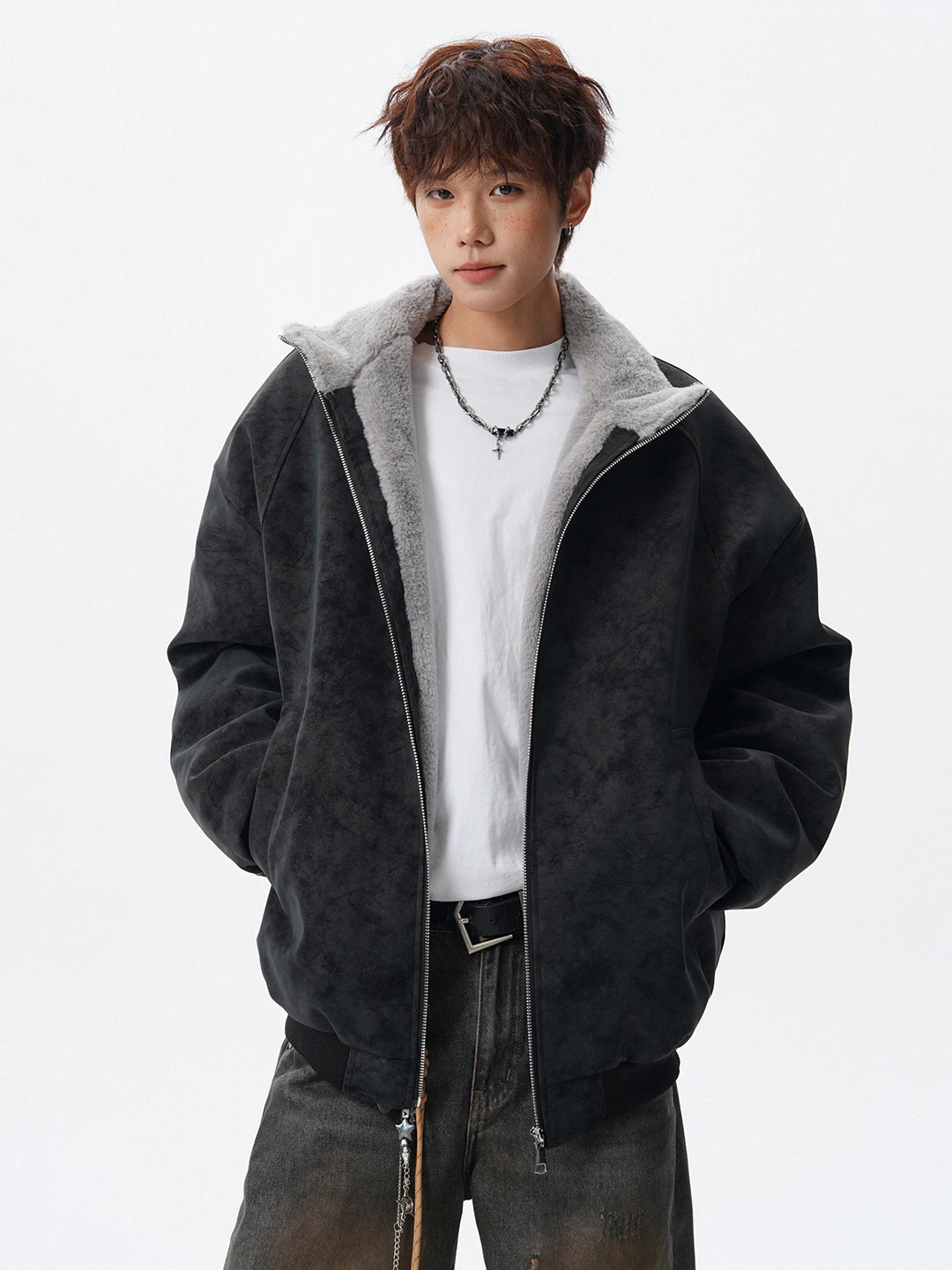 

Thiened Bla Dyed Cotton Jaet Men's Winter Warm Stand Collar Workwear Coat American Sle Cleanfit Polyester Fiber