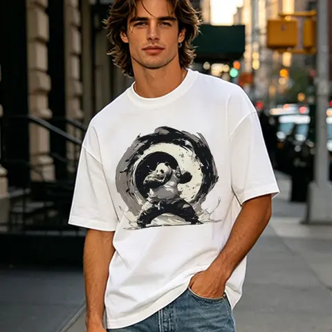 Martial Arts Kung Fu Panda Unisex Men Adult T Shirt Cool Action Animal Silhouette Graphic Tee Summer Sports Gym Tees