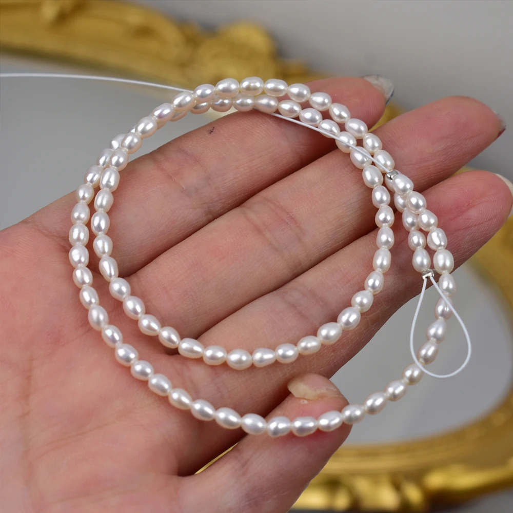 100% Natural Freshwater Pearls AAAA 3-4mm Delicate High Quality Small Rice Beads for Jewelry Making DIY Women Necklace Accessory